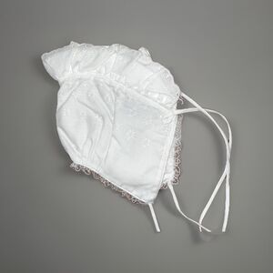 Antique Vintage Eyelet Embroidery Anglais Cutwork Baby Bonnet Hat Ruffle USA